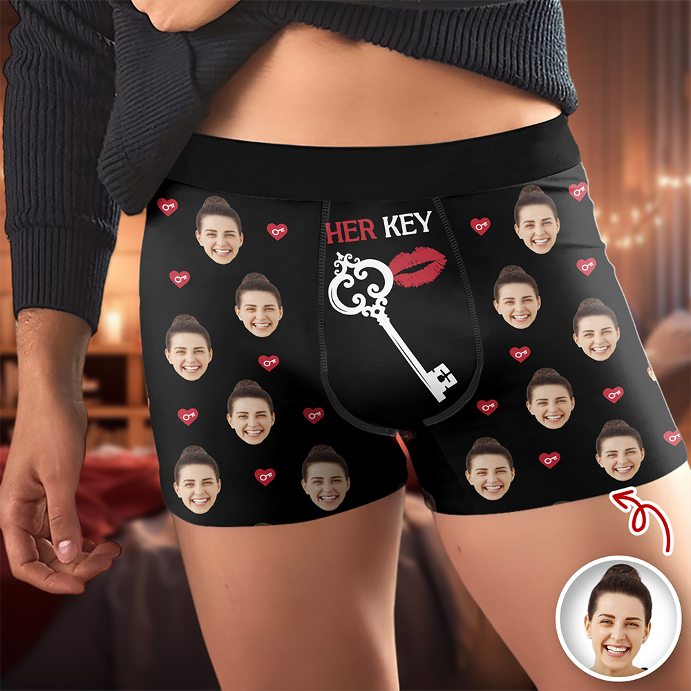 Custom Photo Her Key Man's Boxer, Valentine's Day Birthday Gift for Him HA75 898732