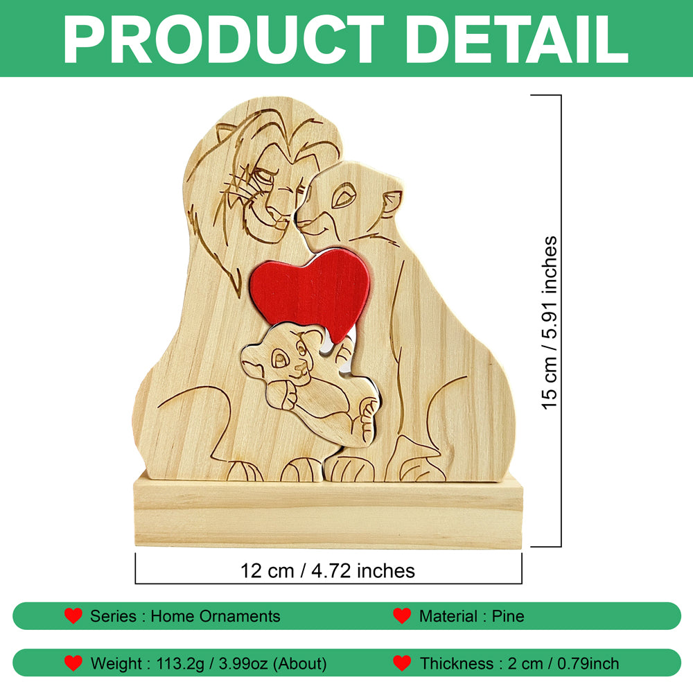 Custom Lion Family Shaped Wooden Puzzle Father's Day Gift LM32 893505