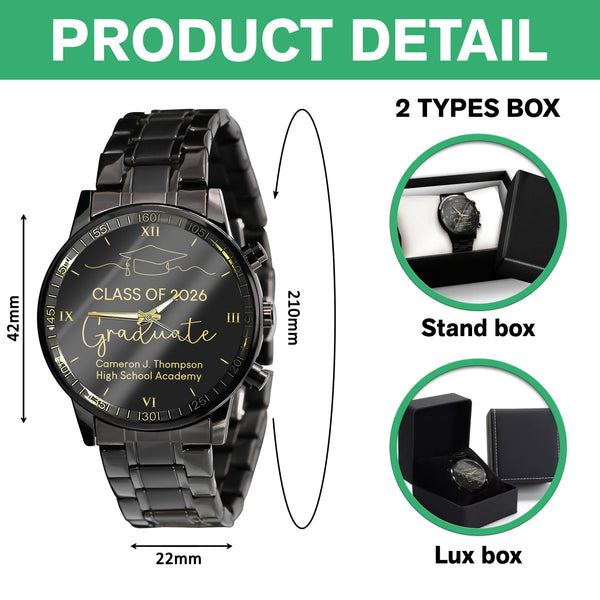 Custom Name Class of 2026 Graduation Men's Watch – Personalized