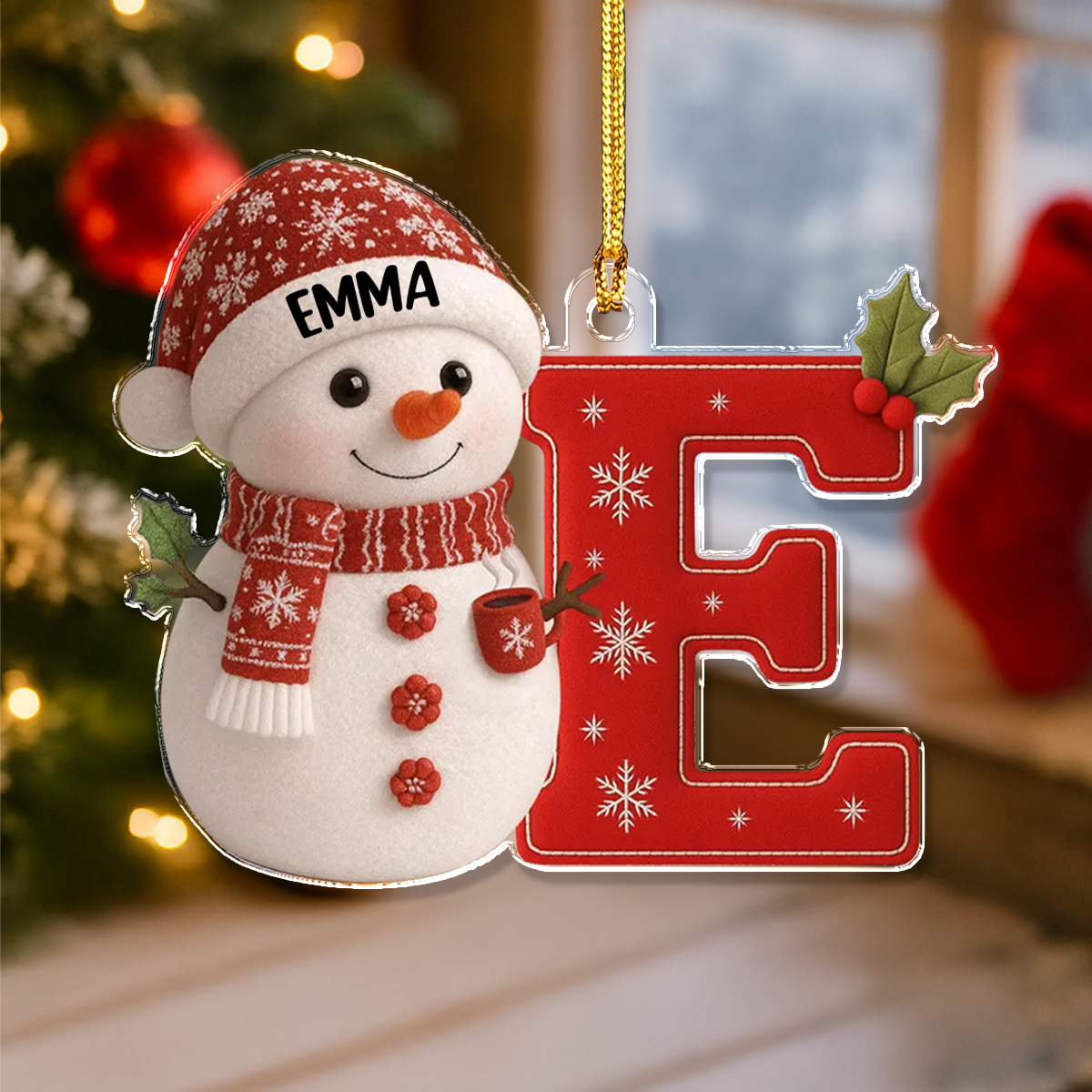Little Snowman Joy with Initial Letter - Personalized Acrylic Ornament LM32 895963