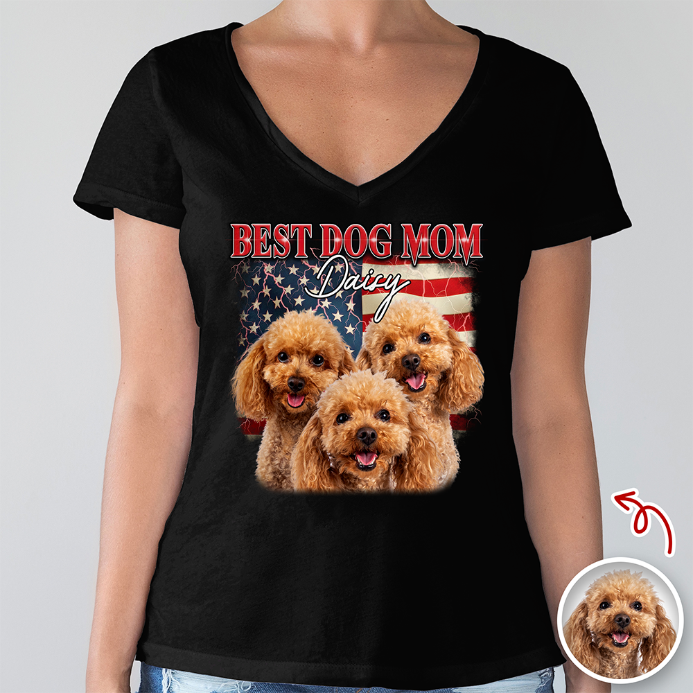 Custom Photo Best Dog Dad, Dog Mom Dark Shirt TH10 898705