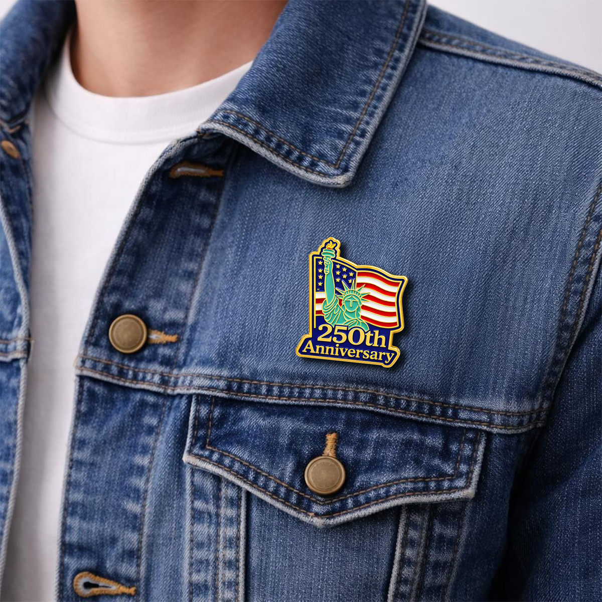 Personalized American Flag 250th Anniversary 1776–2026 Stainless Steel Metal Pin - USA Patriotic Gift LM32 899515