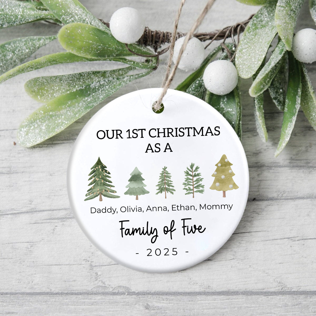 Our 1st Christmas As A Tree Family Of Three Christmas Ceramic Ornament LM32 895429