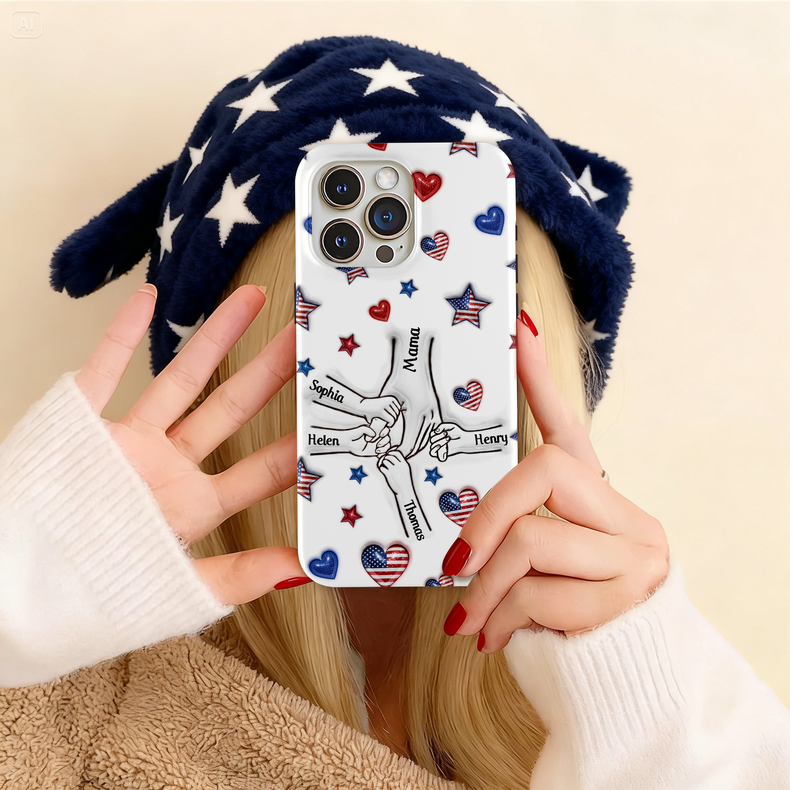 Forever Connected, Hand in Hand - Family Personalized 3D Inflated Effect Printed Phone Case HA75 920384