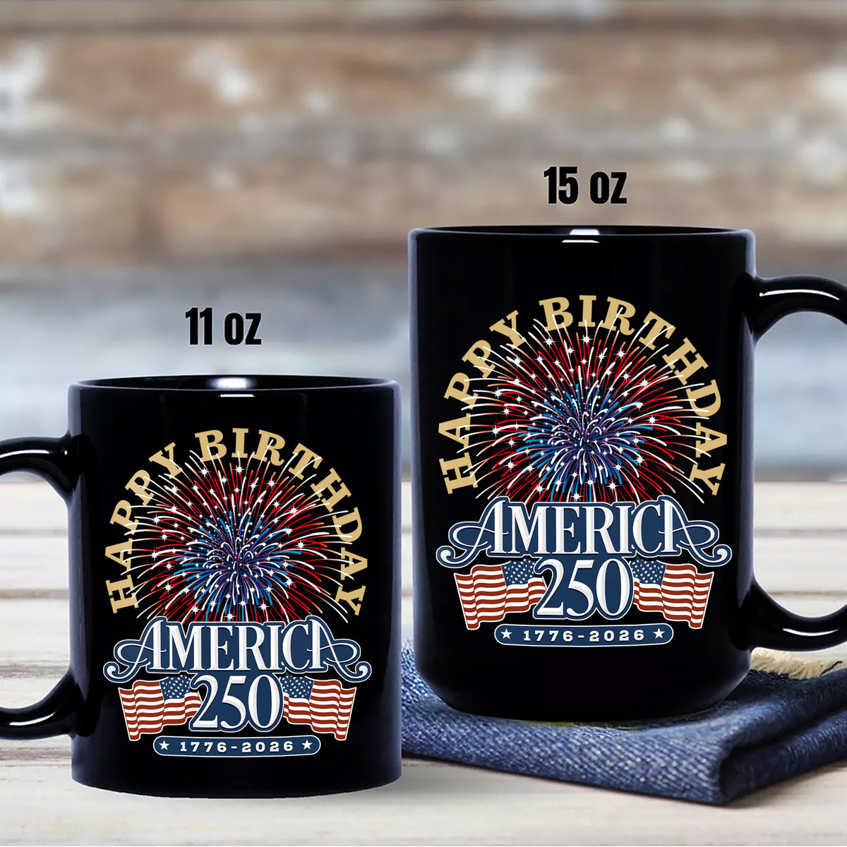 America 250 Semiquincentennial Fireworks Celebration Black Mug HO82 894606