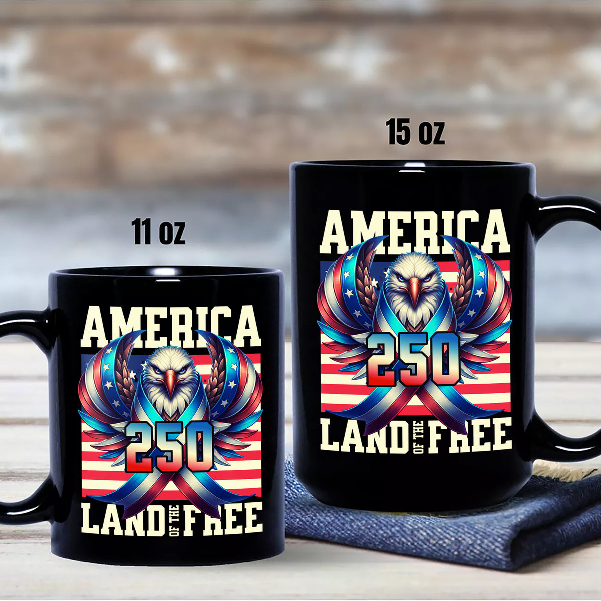America 250 USA Freedom Liberty Black Mug HA75 897292
