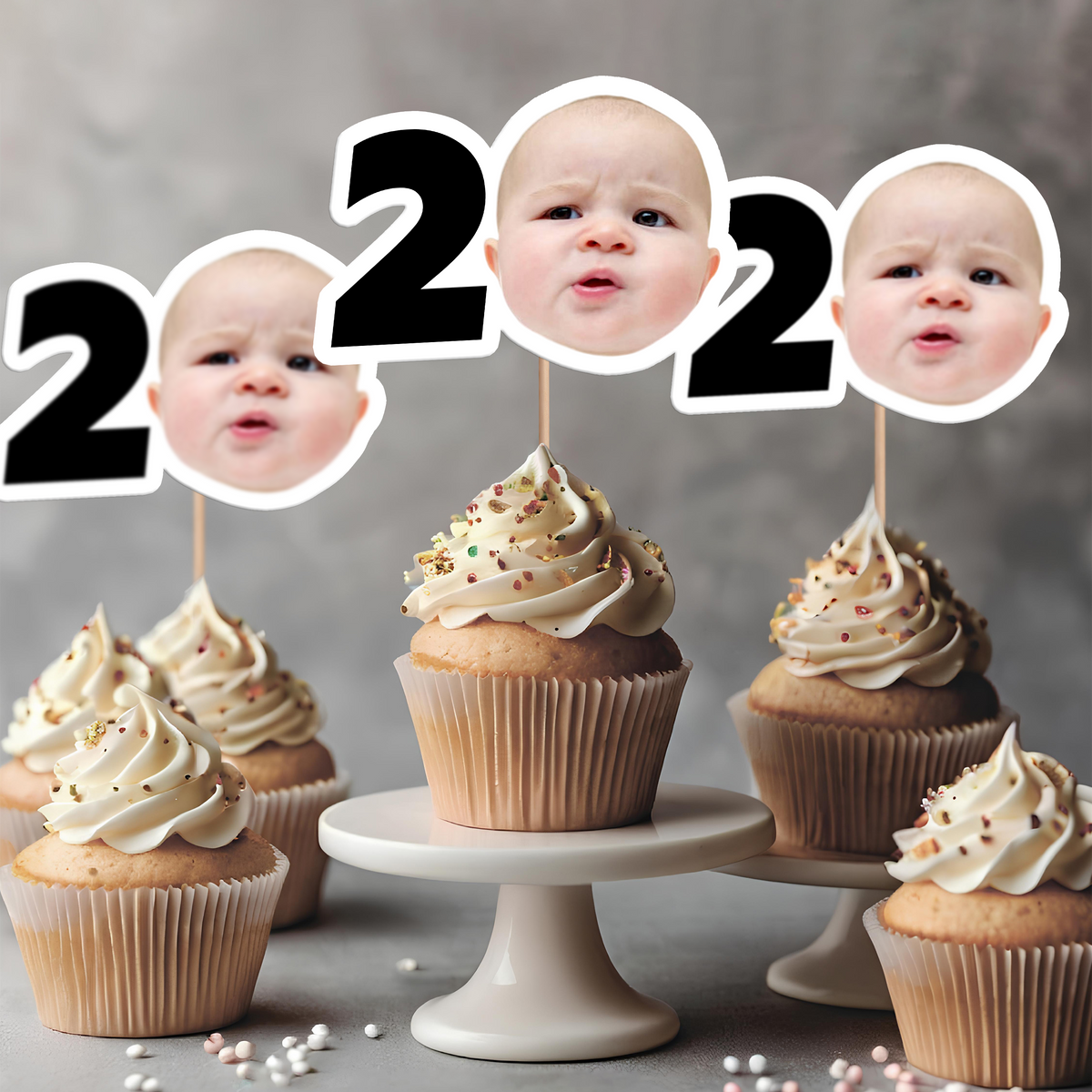 Custom Face Photo And Age For Birthday Party Cupcake Toppers TH10 892593
