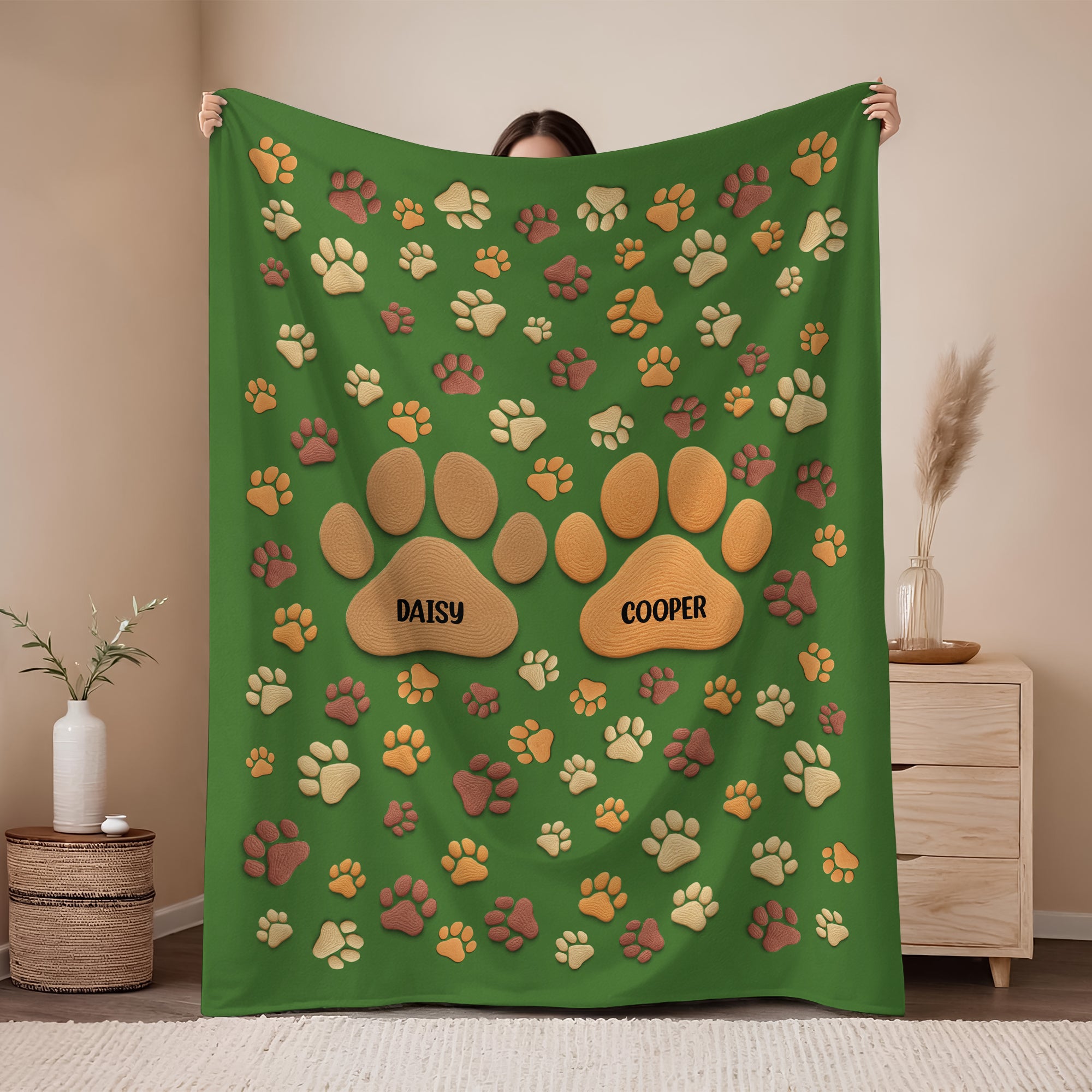Personalized Custom Name On Paw 3D Effect Blanket TH10 896641