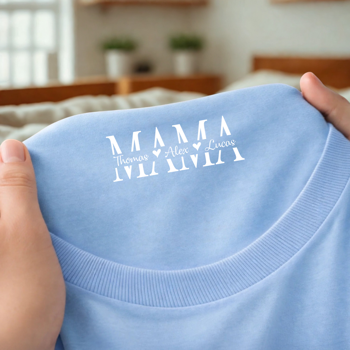 Personalized Mom Neck Print Shirt With Kid Name, Mothers Day Gift CH07 910928