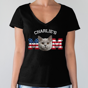 Custom Photo Cat - Cat's Dad US Flag Dark Shirt HA75 892424