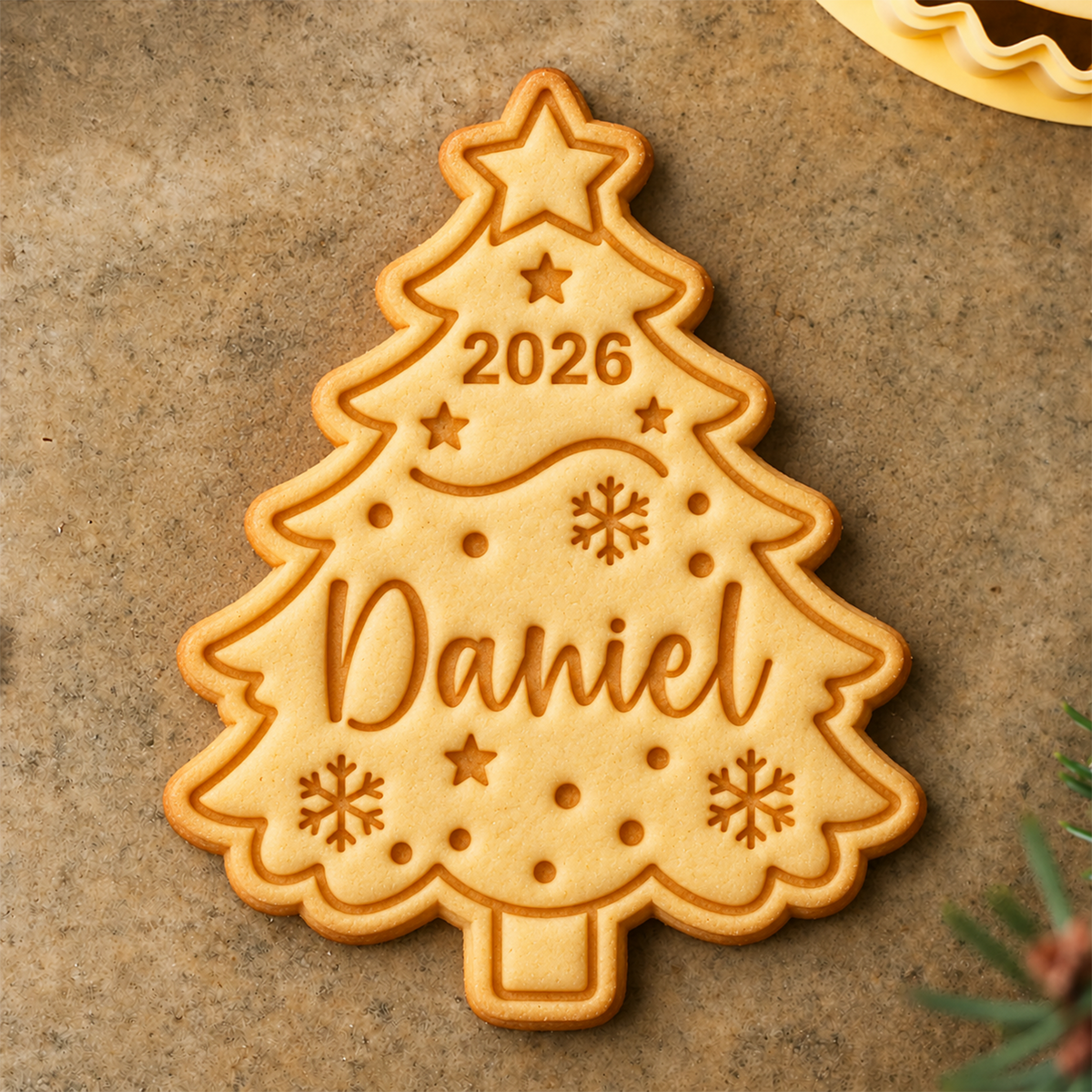 Personalized Name Merry Christmas - Christmas Tree Shaped Cookie Stamp HA75 57016