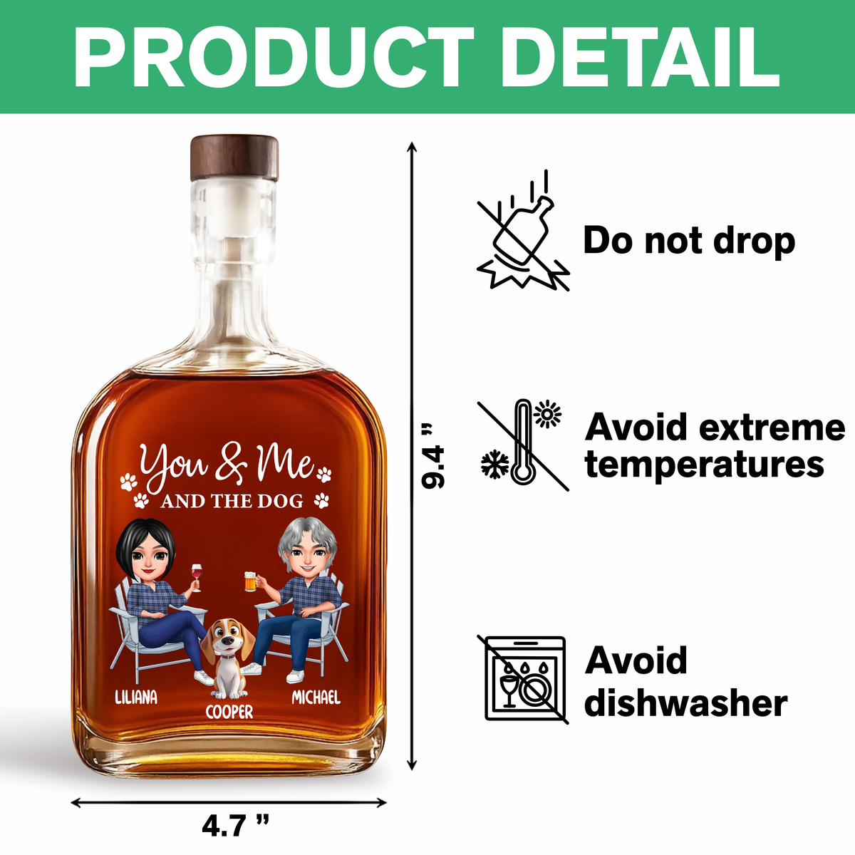 You And Me And The Dogs - Personalized Whiskey Bottle TH10 896893