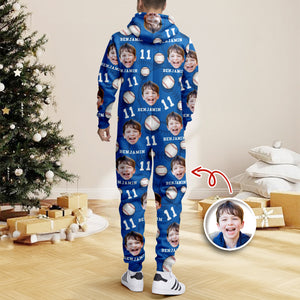 Custom Face Photo And Name Baseball Pattern Onesie Pajamas HO82 894966