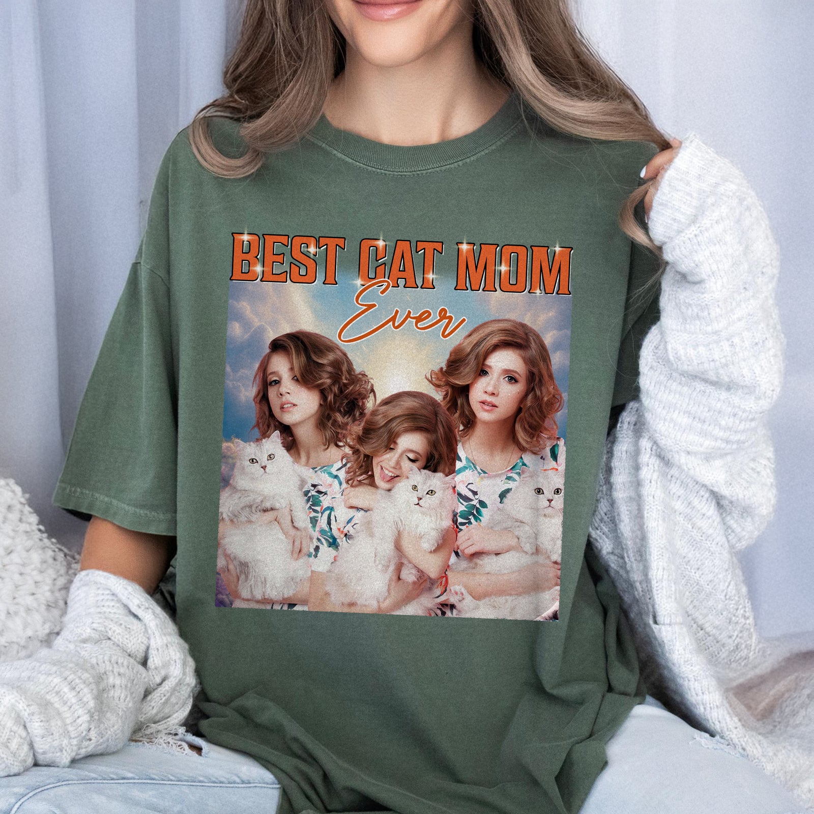 Custom Portrait Photo Cat Mom Cat Dad Vintage Style Comfort Shirt HO82 894894