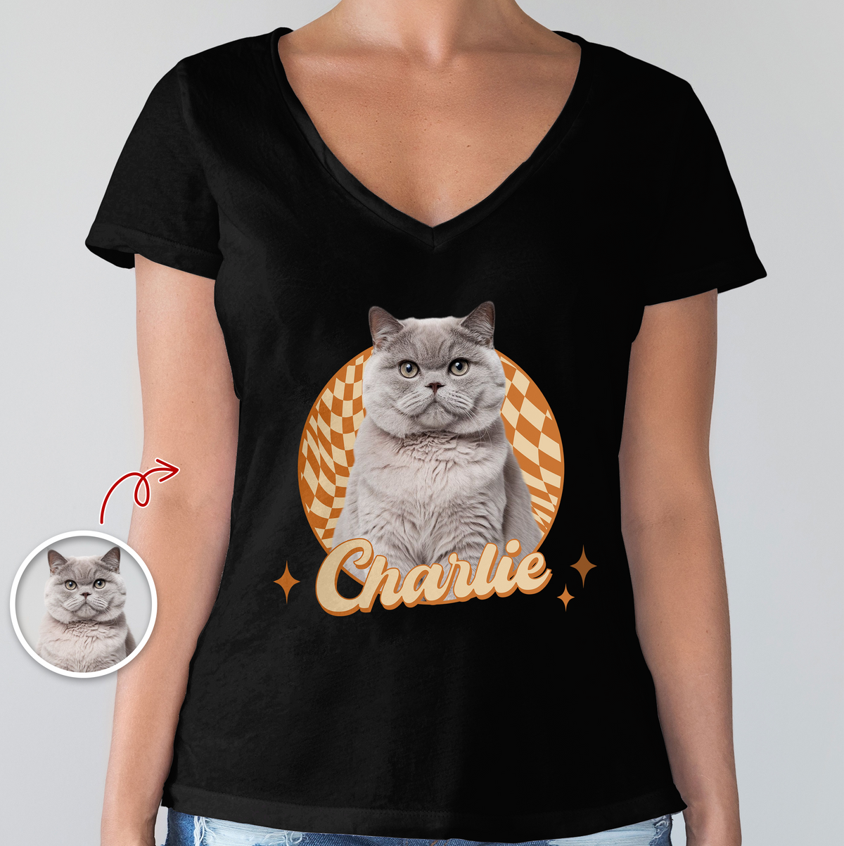 Custom Cute Cat Photo Retro Dark Shirt For Cat Lovers LM32 895743