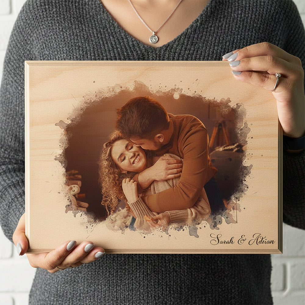 Custom Photo Couple Wooden Block, Gift For Girlfriend, Boyfriend, Valentine's Day HO82 900892