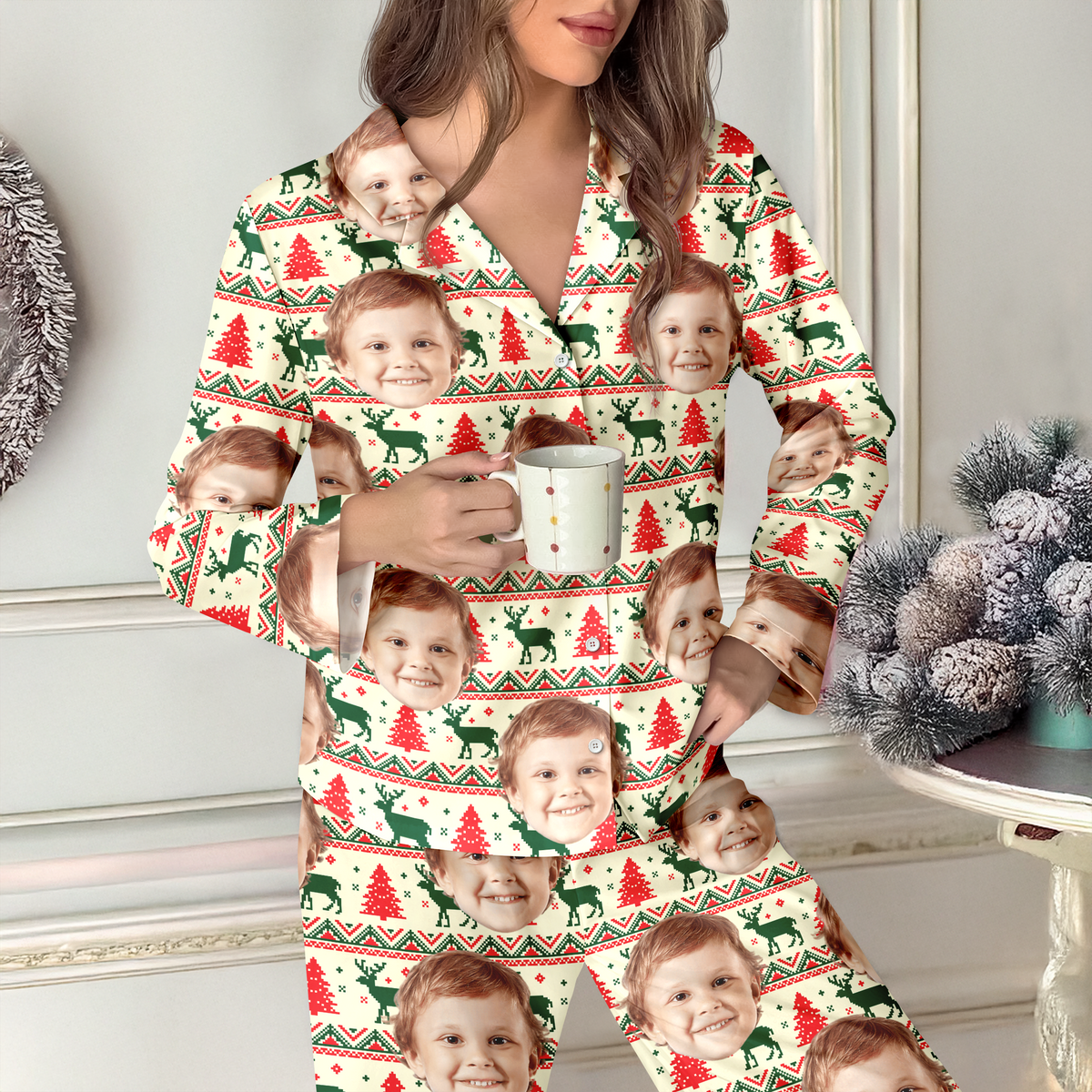 Custom Face Photo Christmas Pajamas Gift For Family CH07 899912