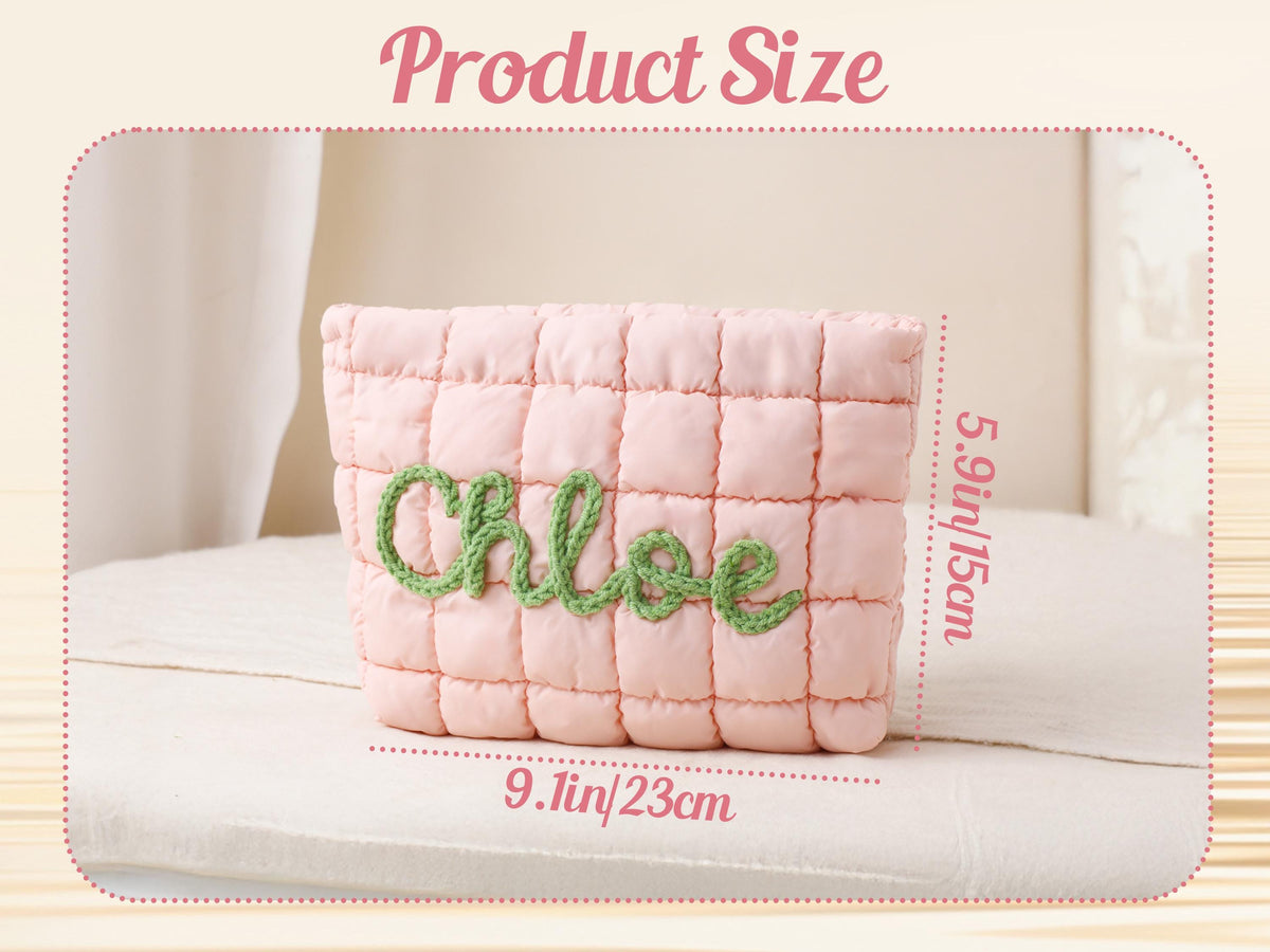Personalized Name Quilted Nylon Makeup Bag- Gift For Mom, Girlfriend, Women, Bridesmaid Gift LM32 899545