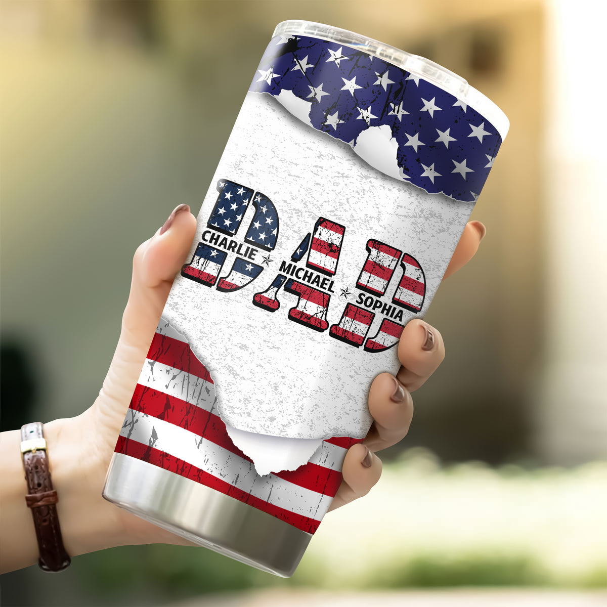 Custom Kid Name With America Dad Tumbler TH10 894035