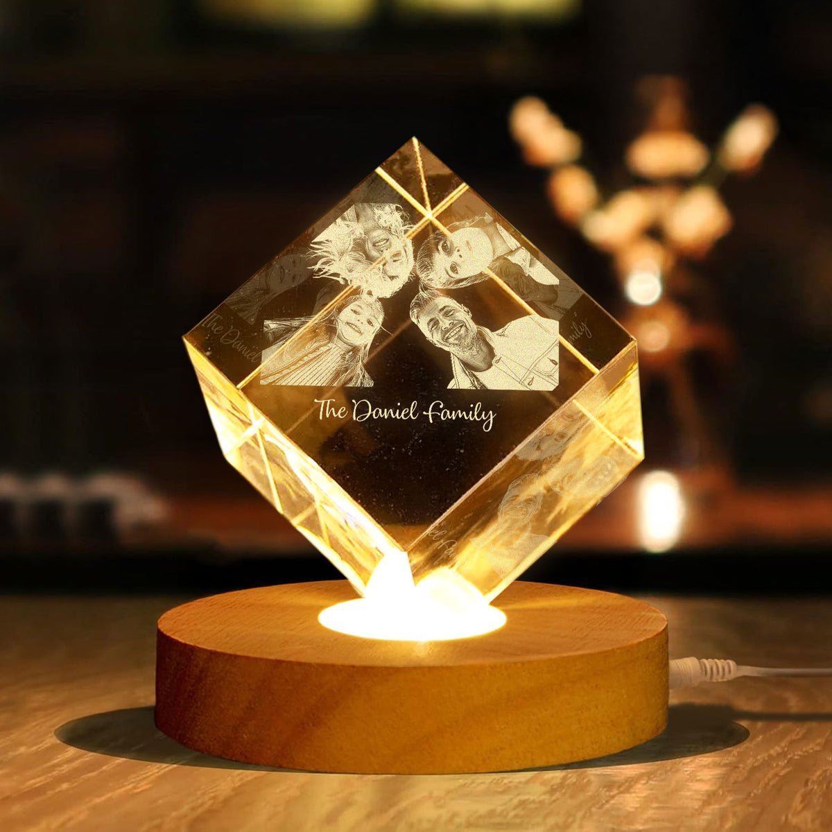 Custom Family Photo Engraved Crystal Photo With Light TH10 898179