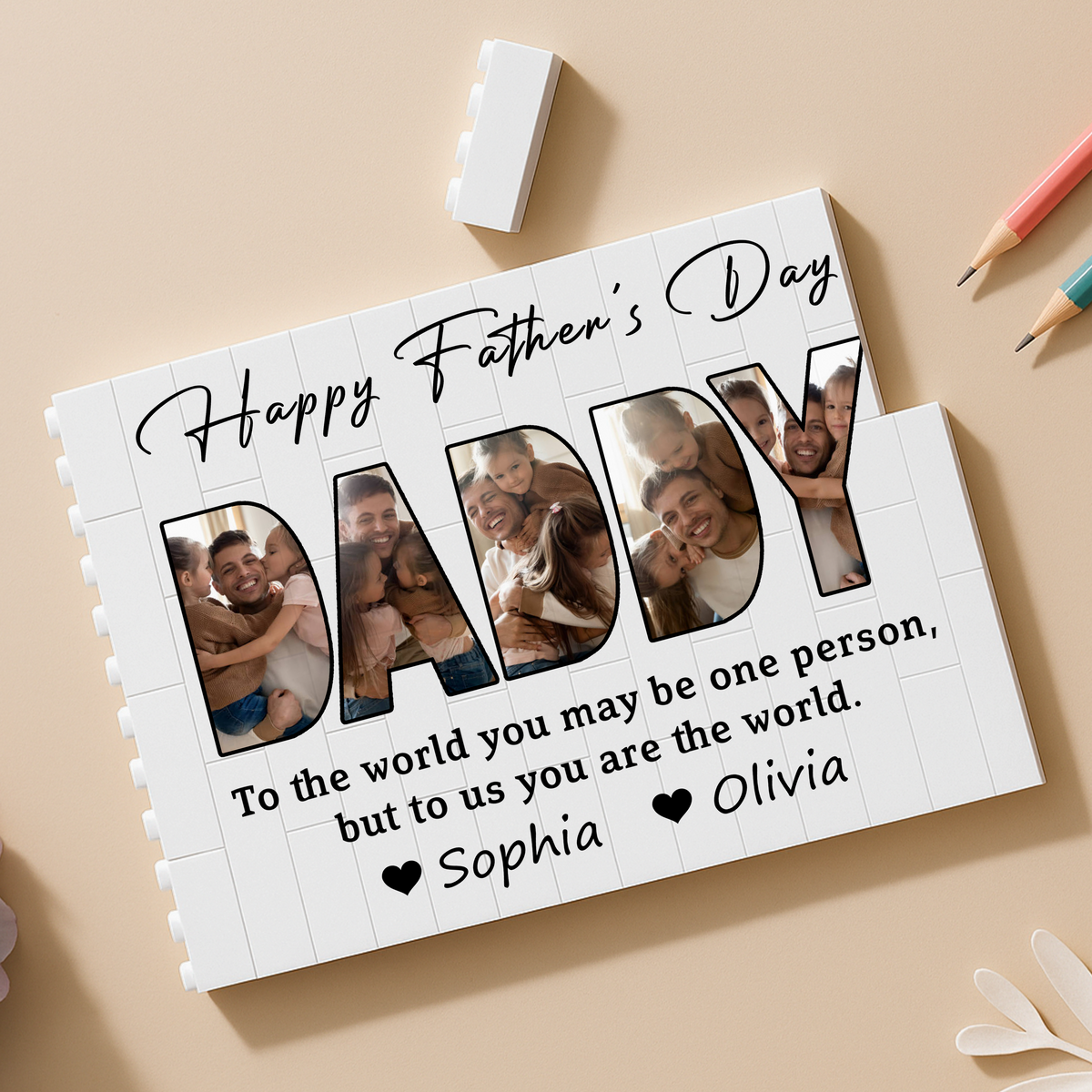 Custom Photo Happy Father's Day Rectangle Shaped Building Brick Blocks Gift LM32 893587