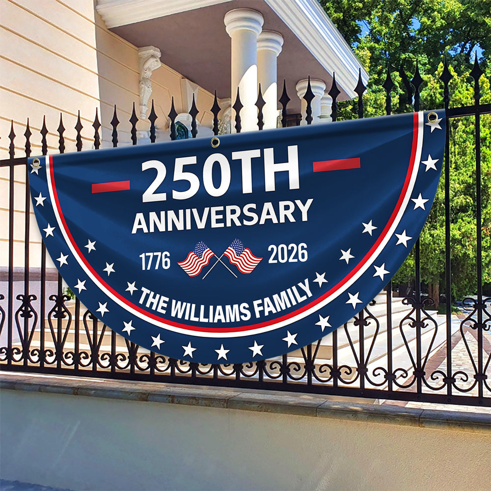 Custom Family Name 250th Anniversary 1776-2026 America Non-Pleated Fan Flag HA75 898792