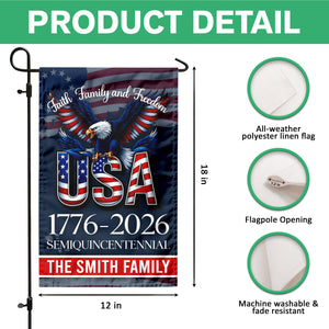 Custom Name Faith, Family & Freedom America 250 Years Patriotic Garden Flag LM32 897165
