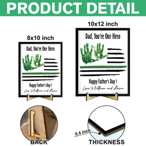 Custom Kid Hand Down Thank To Dad 2-Layered Wooden Plaque With Stand LM32 893555