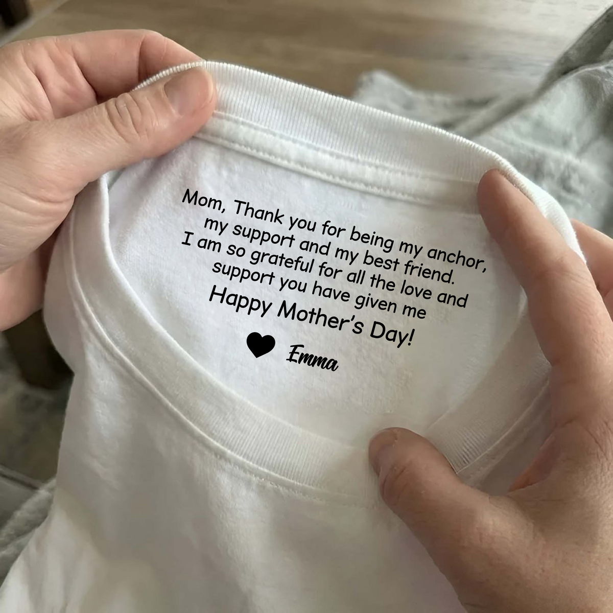 Mom, Thank You For Being My Best Friend Neck Print Tee Personalized Mother’s Day Quote Shirt CH07 910942