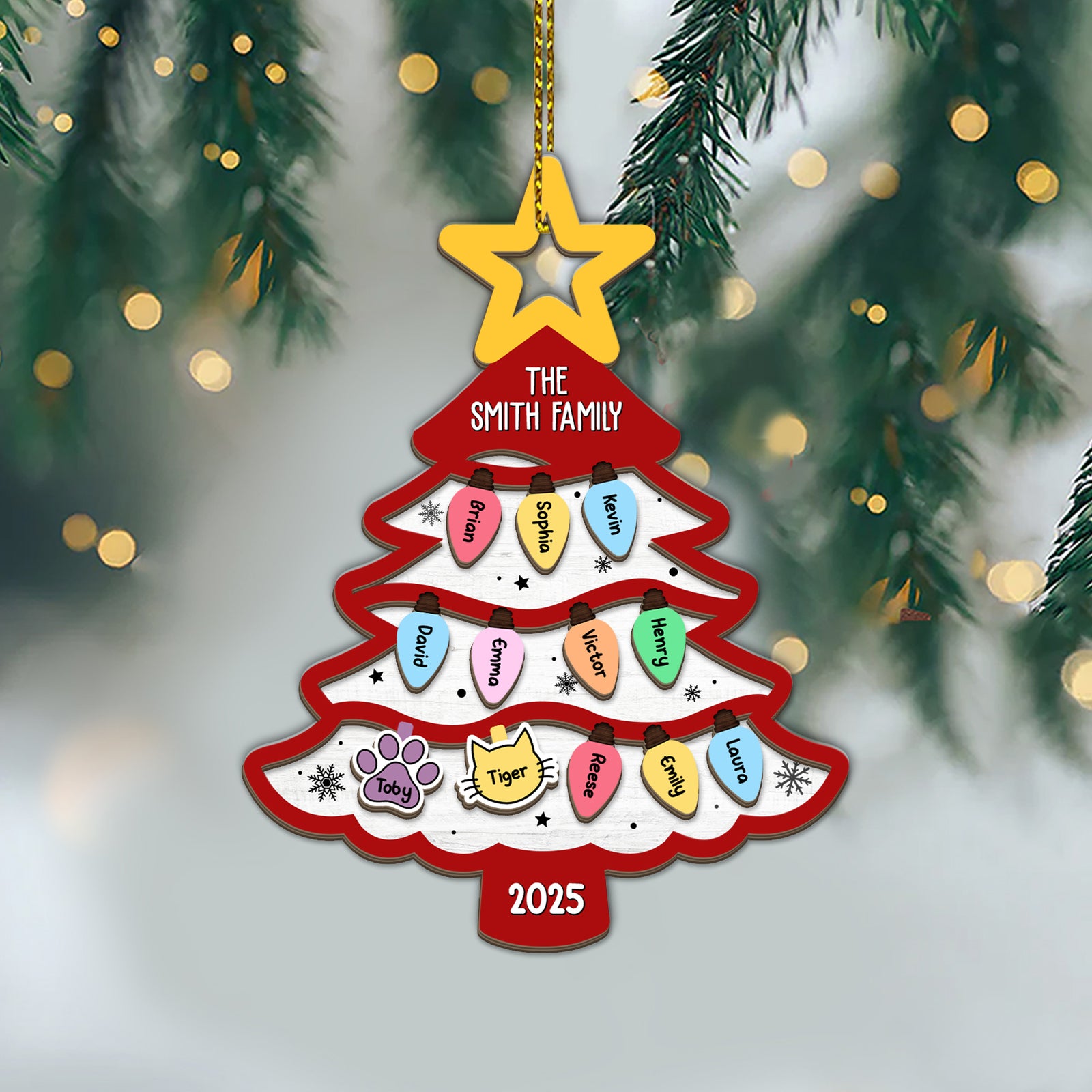 Personalized Family Tree Ornament 2025 Gift For Large Family With Pets HO82 894668