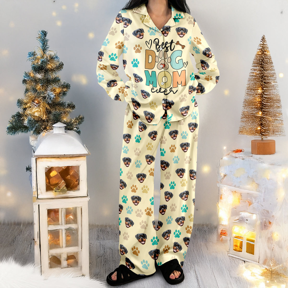 Custom Photo Best Dog Mom Ever - Personalized Pajamas Gift For Dog Lovers CH07 899048