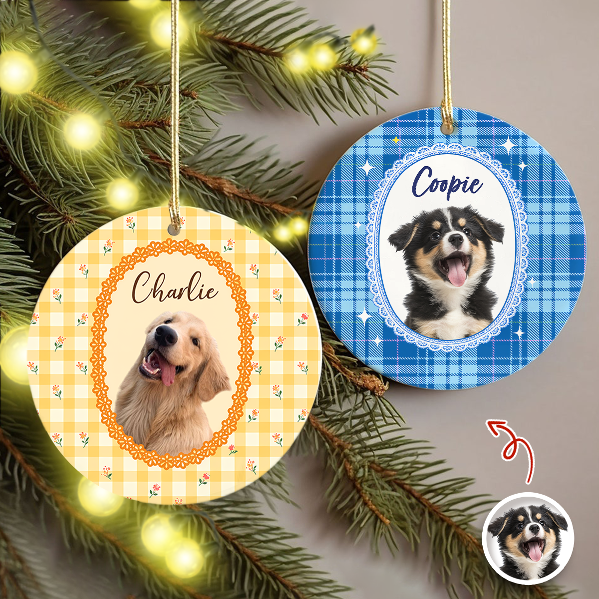 Custom Pet Photo Vintage Ceramic Ornament Gift For Pet Lovers LM32 669755