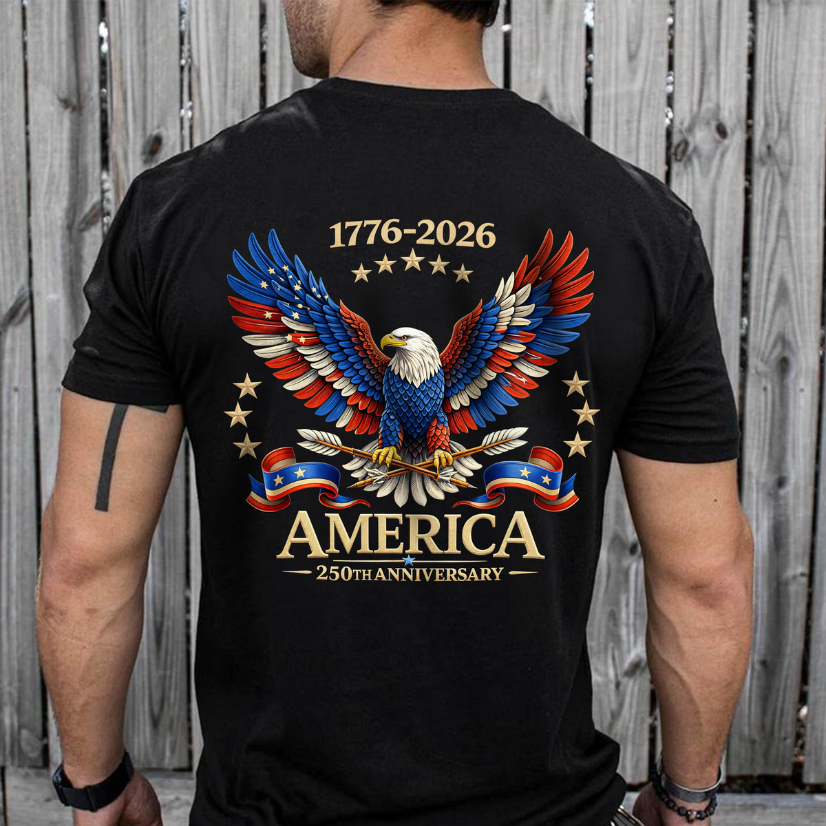 250th Anniversary America Patriotic T-Shirt, Bald Eagle American Flag Back Shirt CH07 910958