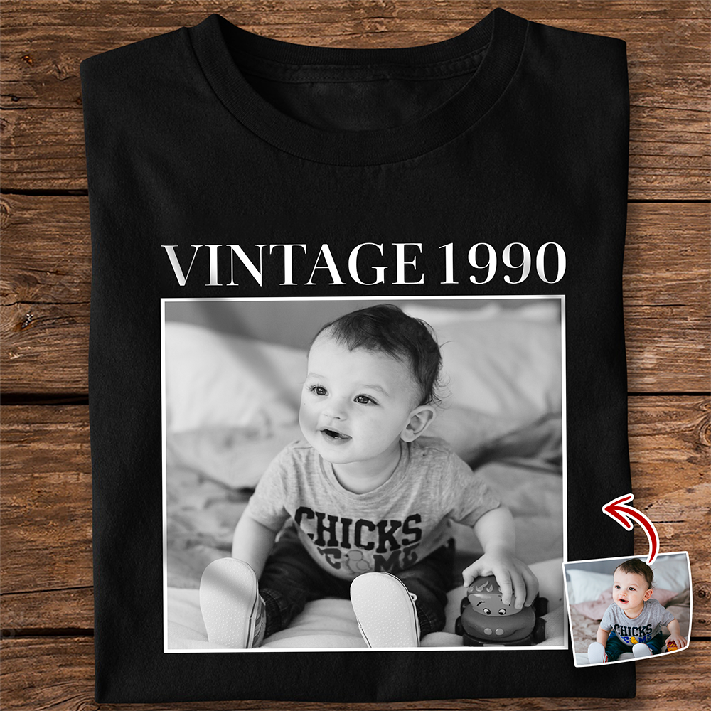 Custom Photo and Year Birthday Vintage Dark Shirt HA75 897504
