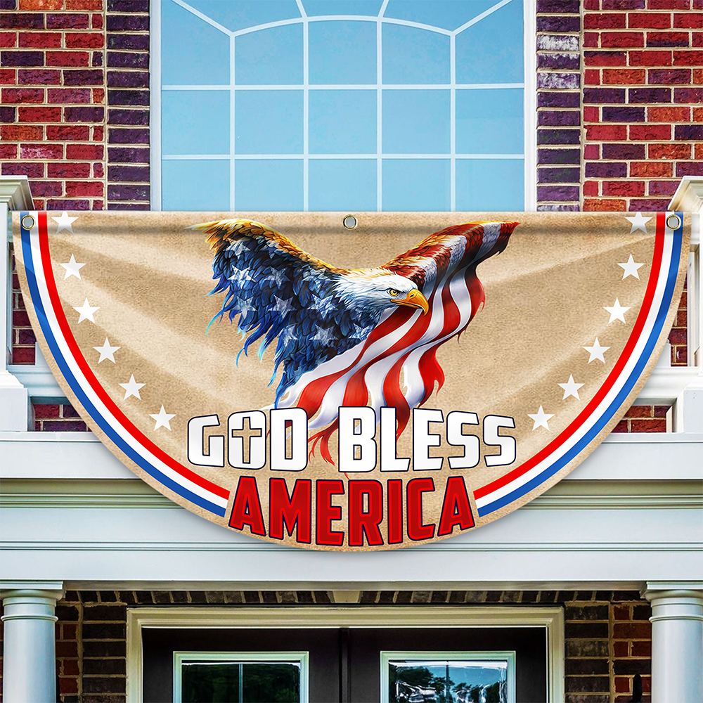 Personalized God Bless America 1776 - 2026 Eagle Non-Pleated Fan Flag LM32 899029