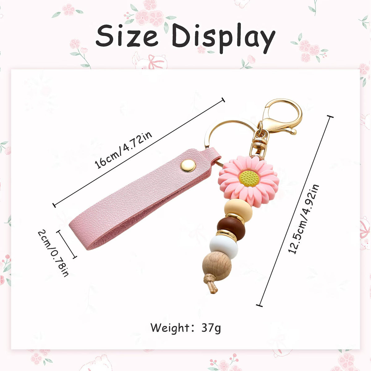 Personalized Daisy Beaded Keyring for Girls, Faux Leather Keyring, Bridesmaid Gifts, Flower Girl Gift, Mother's Day Gift, Birthday Gift HA75 920558