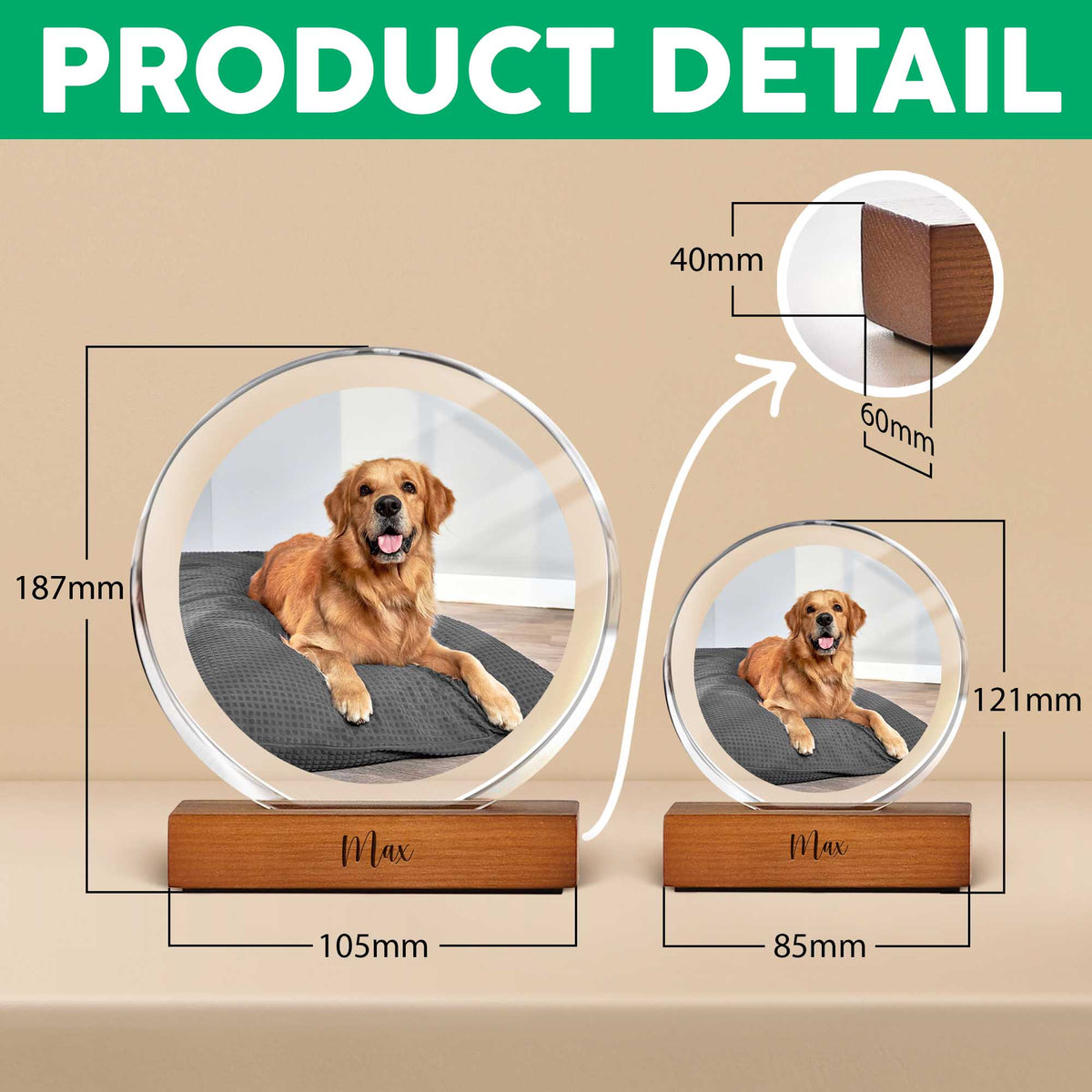 Custom Pet Photo Round Acrylic Frame Block Gift For Dog Lovers, Cat Lovers CH07 896046