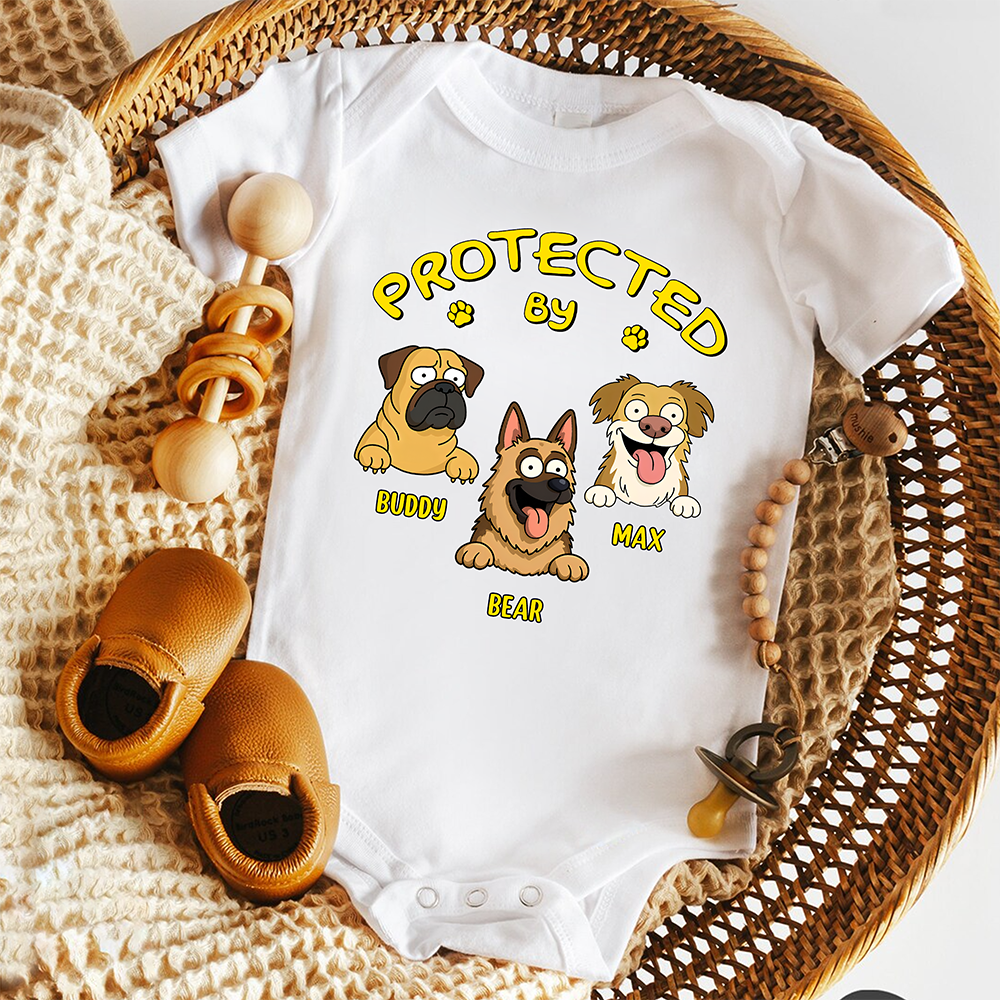 Baby Protected By Dogs Personalized Baby Onesie HA75 892142