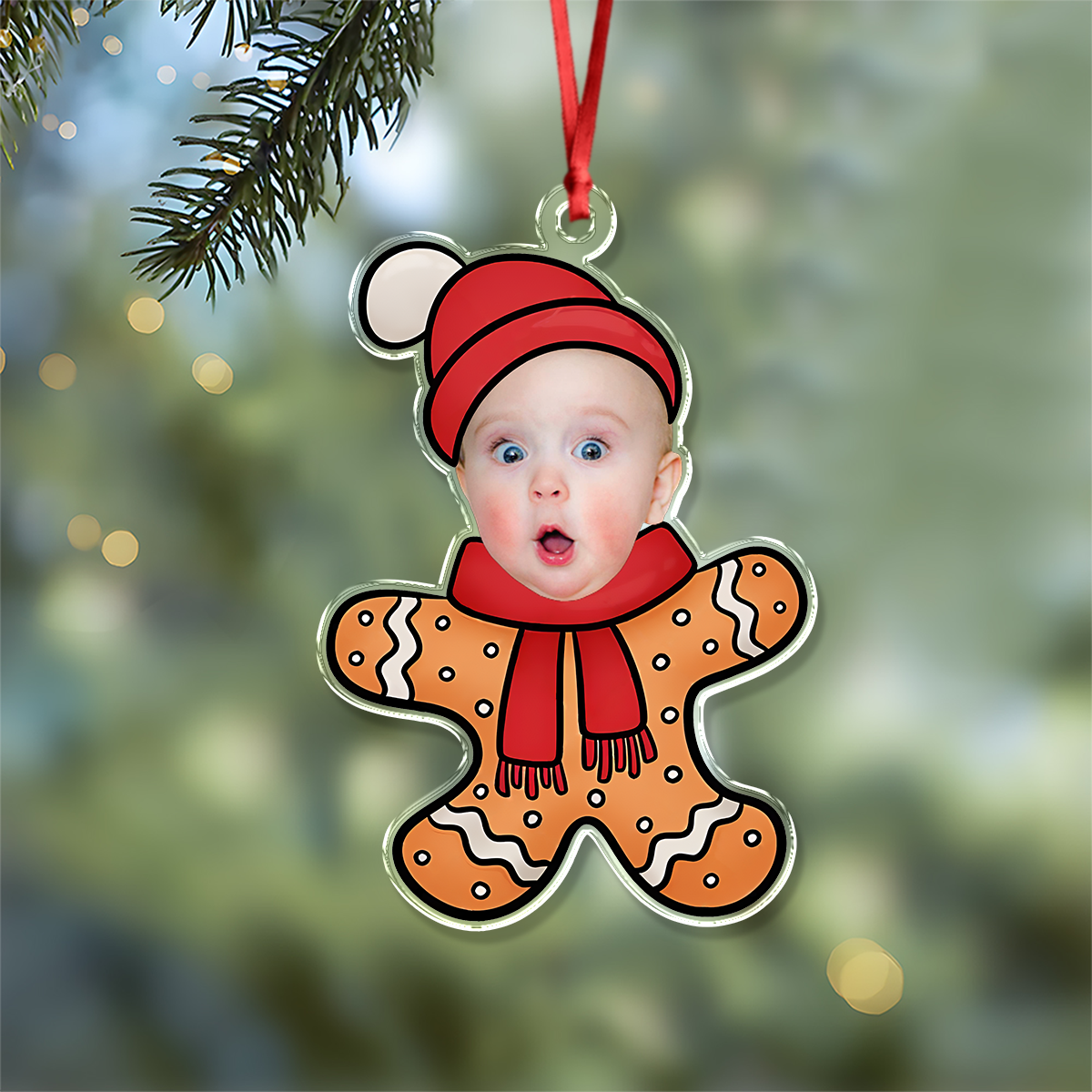 Custom Photo Cute Gingerbread Acrylic Ornament Christmas Gift For Family CH07 896352