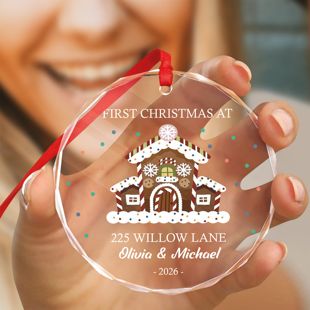 Personalized First Christmas At Glass Ornament, New Homeowner Holiday Decor HO82 903608