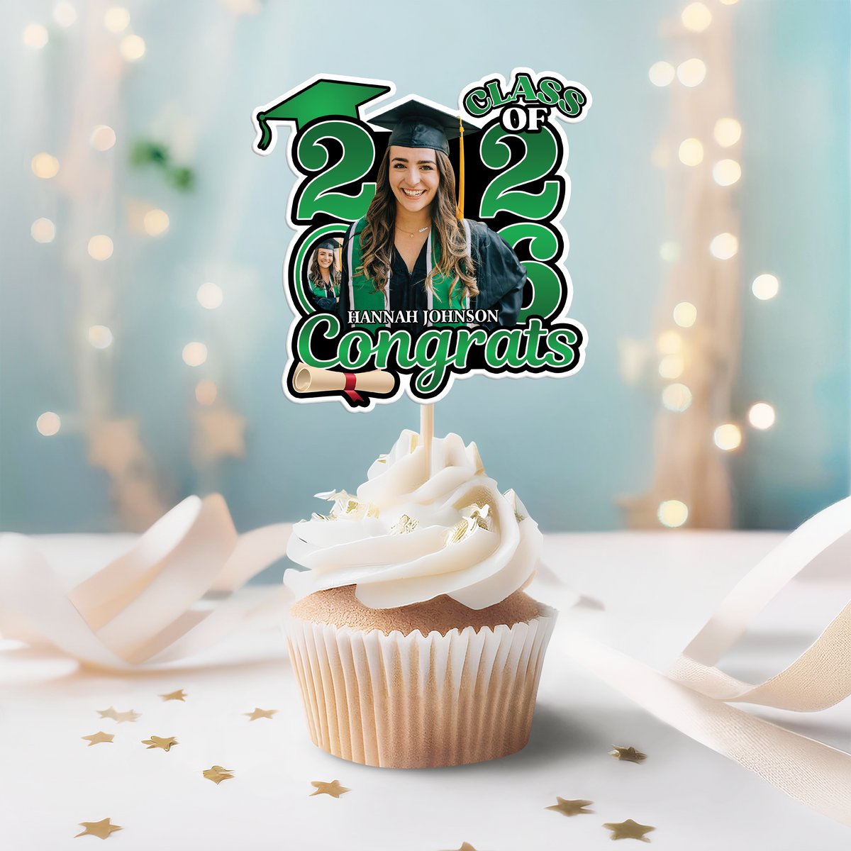 Custom Photo Congrats Class Of 2026 Cupcake Toppers HA75 920834