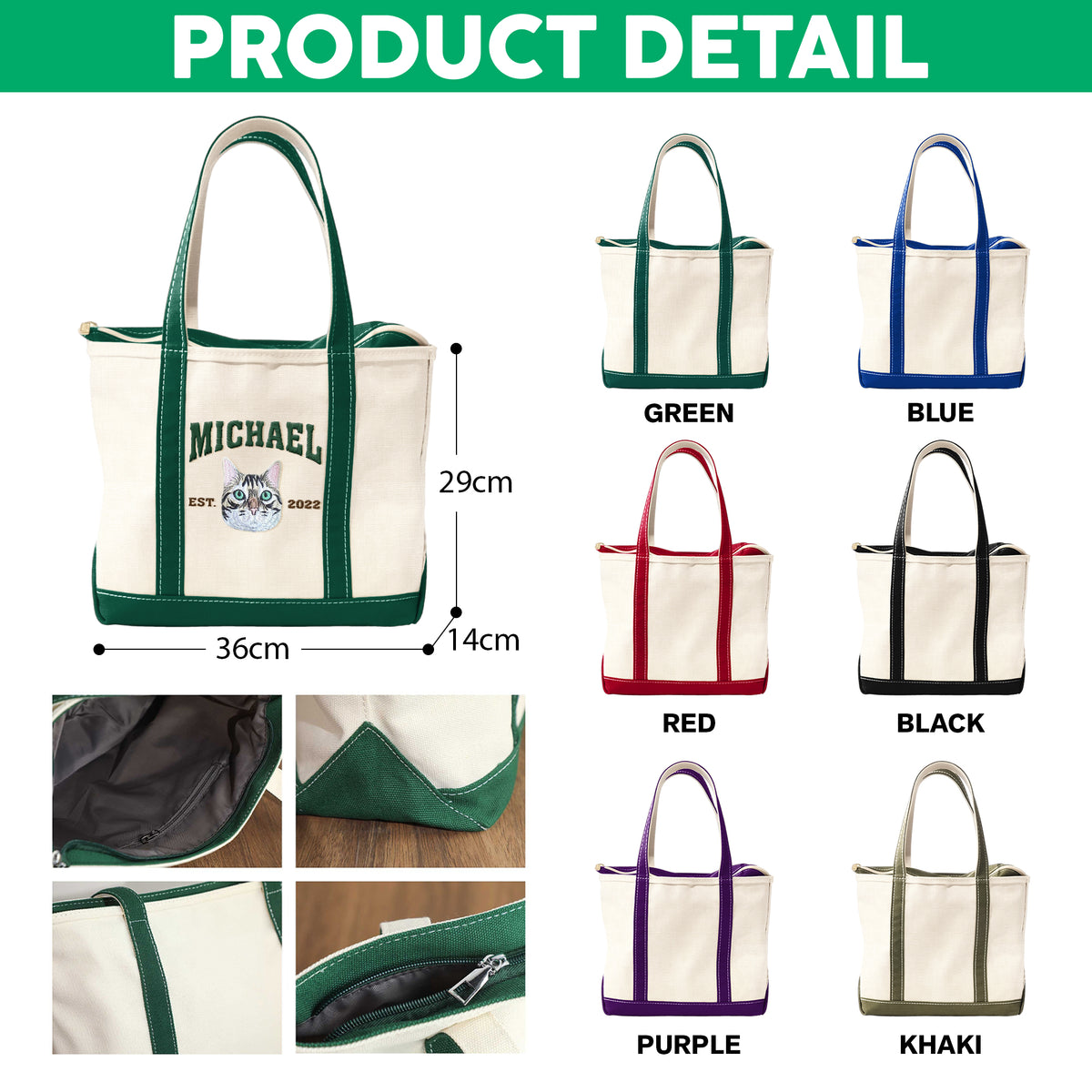 Custom Pet Face and Pet Name Embroidered Monogram Beach Bag HO82 894242