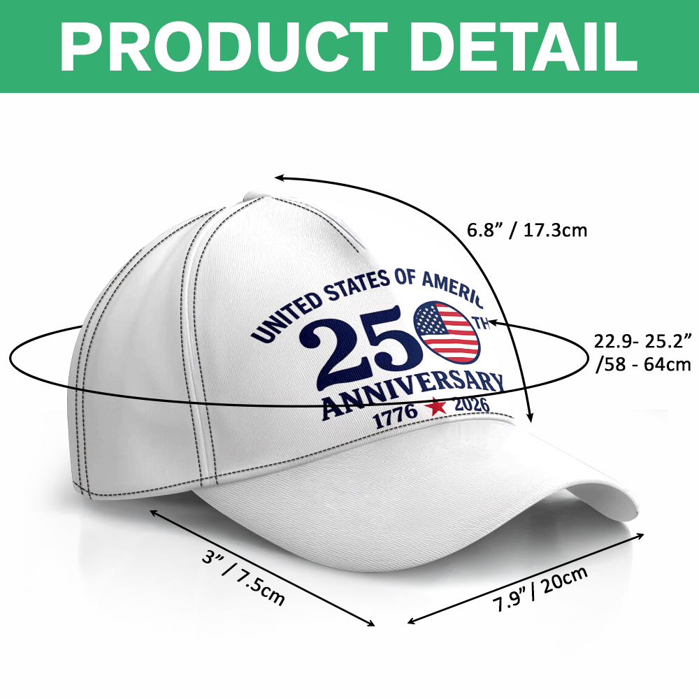 250th Anniversary 1776-2026 Patriotic USA AOP Cap TH10 170217
