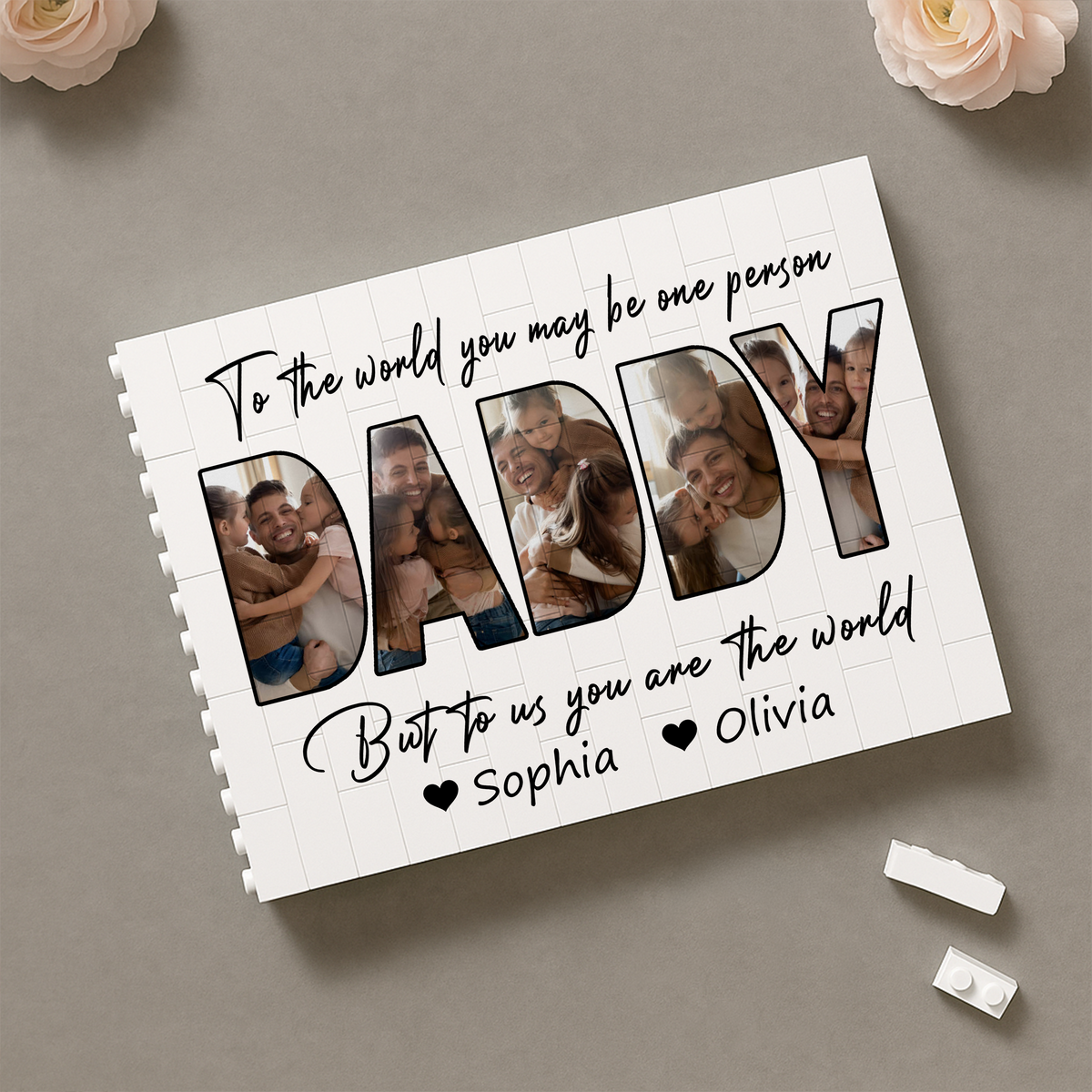 Custom Photo Happy Father's Day Rectangle Shaped Building Brick Blocks Gift LM32 893587