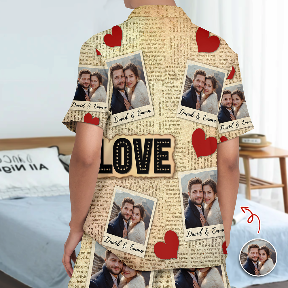 Custom Photo Newspaper Short Pajamas Funny Love Gift For Couples CH07 895528