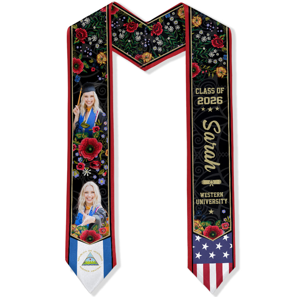 Custom Photo Class of 2026 Country Flag Graduation Stole HA75 898892