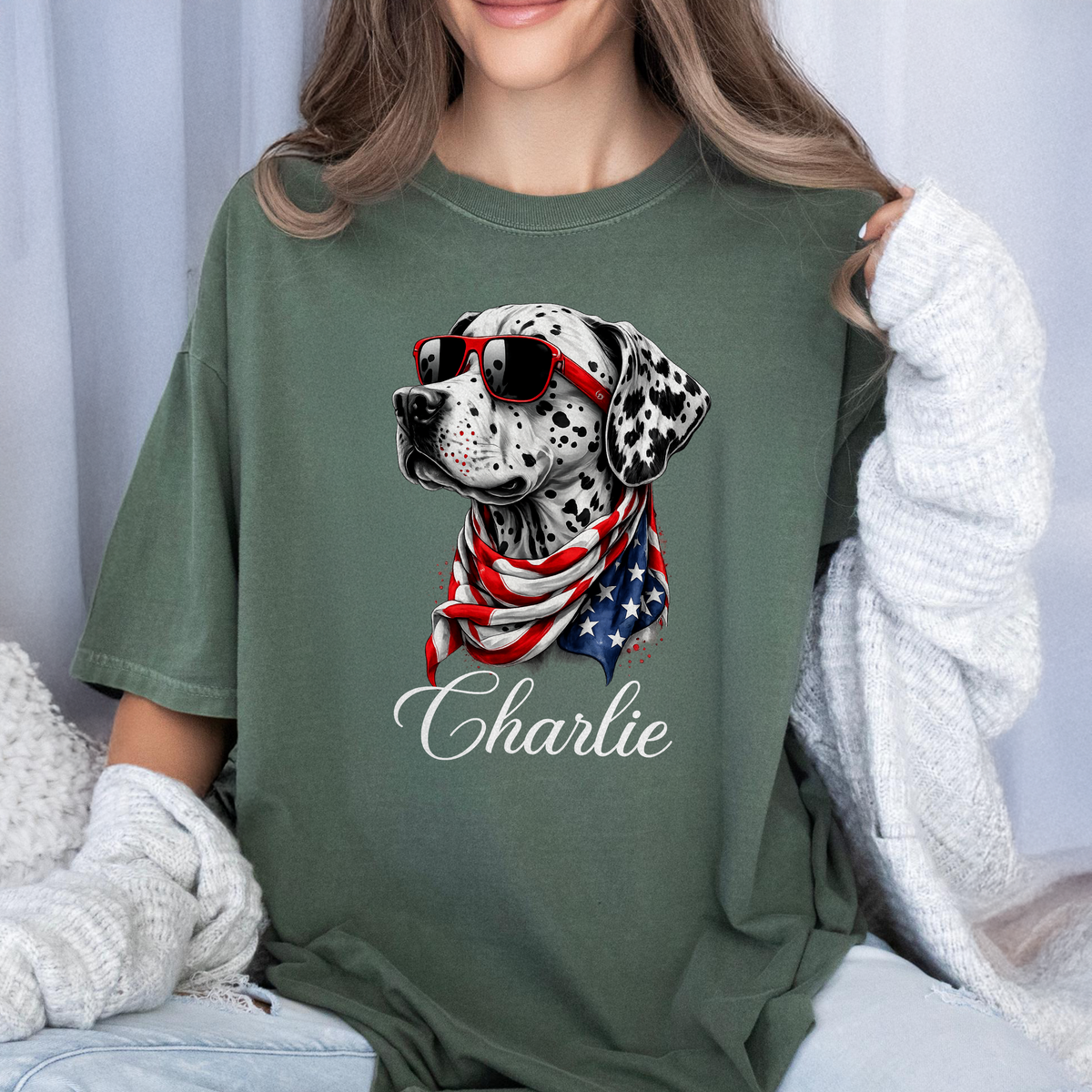 Custom Photo Patriotic American Dog Portrait Comfort Shirt LM32 897953