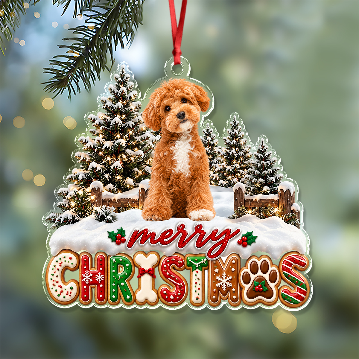 Custom Pet Photo Merry Christmas Acrylic Ornament Pet Lover Gift, Festive Christmas Tree Decoration LM32 670291