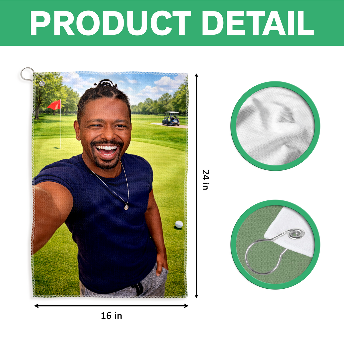 Custom Photo Golf Towel - Funny Gift for Dad, Husband, Golfer HO82 902170