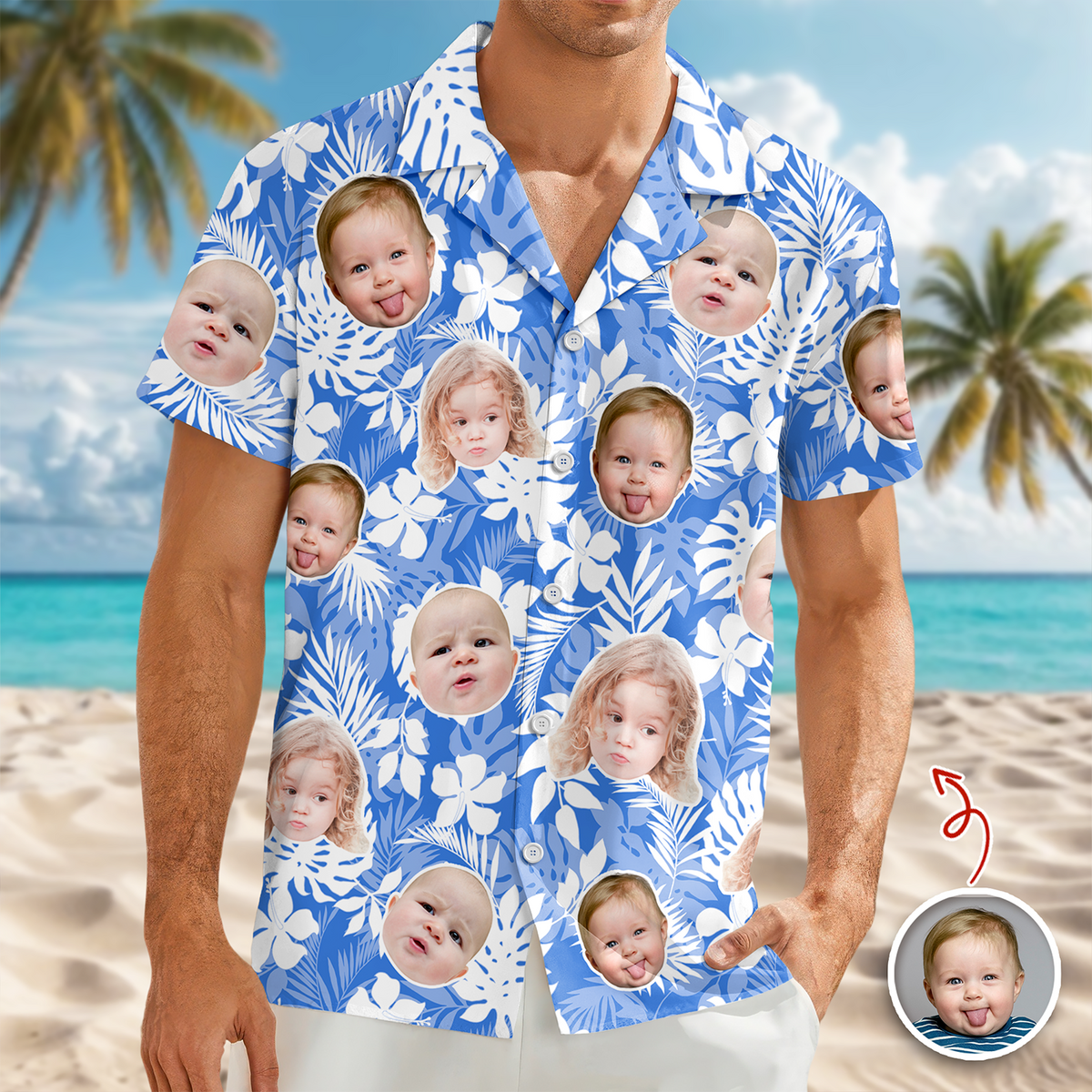 Custom Face Photo Tropical Aloha Hawaii Shirt LM32 669295